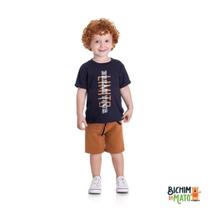 Conjunto menino limits - camiseta meia malha e bermuda moletinho