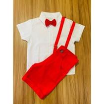 Conjunto Menino Luxo Baby Lune Camisa Branca +Bermuda Vermelho Conjunto Menino Luxo Baby Lune Camisa Branca +Bermuda Vermelho