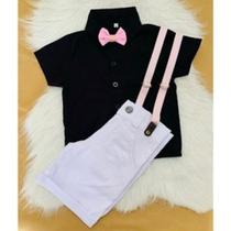 Conjunto Menino Luxo Baby Lune Camisa Preta + Bermuda Branca (Mundo Bita) Conjunto Menino Luxo Baby Lune Camisa Preta + Bermuda Branca (Mundo Bita)