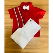 Conjunto Menino Luxo Baby Lune Camisa Vermelha e Bermuda Branca Conjunto Menino Luxo Baby Lune Camisa Vermelha e Bermuda Branca