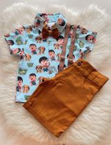 Conjunto Menino Luxo Infantil Temático Bento e Totó + Bermuda Caramelo Conjunto Menino Luxo Infantil Temático Bento e Totó + Bermuda Caramelo