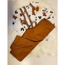 Conjunto Menino Luxo Infantil Temático Mickey Safari + Calça