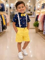 Conjunto Menino Luxo Infantil Temático O Pequeno Príncipe Bermuda Amarelo Conjunto Menino Luxo Infantil Temático O Pequeno Príncipe Bermuda Amarelo