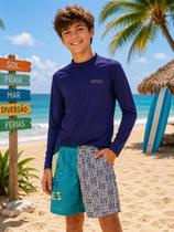 Conjunto menino Marlan de praia camiseta e bermuda the waves