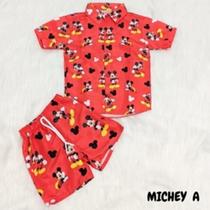 Conjunto Menino Mauricinho Temático Mickey Vermelho