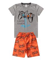 Conjunto Menino Meia Malha Estampado Kappes Cinza