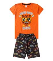 Conjunto Menino Meia Malha Estampado Kappes Laranja