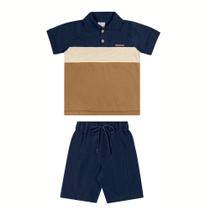 Conjunto Menino Menino Angerô Camiseta Algodão Bermuda Marinho Conjunto Menino Menino Angerô Camiseta Algodão Bermuda Marinho
