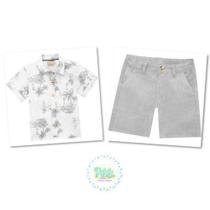 Conjunto Menino Milon Camisa Tricoline e Bermuda em Panamá Rústico com Linho Conjunto Menino Milon Camisa Tricoline e Bermuda em Panamá Rústico com Linho