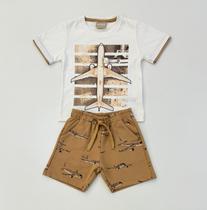 Conjunto Menino Milon Camiseta Avião e Bermuda Caramelo Passeio Verão Infantil Conjunto Menino Milon Camiseta Avião e Bermuda Caramelo Passeio Verão Infantil