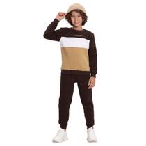 Conjunto Menino Moletom Capri e Moletom New Wave marrom eggplant - Alakazoo