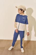 Conjunto Menino Moletom Peluciado Com Capuz Azul Divertto