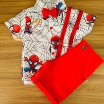 Conjunto Menino Temático Luxo Homem Aranha +Bermuda