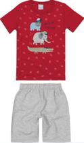 Conjunto Menino Verão Infantil Camiseta e Bermuda Dino em Malha e Botone Malwee Kids Conjunto Menino Verão Infantil Camiseta e Bermuda Dino em Malha e Botone Malwee Kids