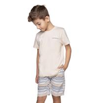 Conjunto Meninos Camiseta Bege Capable e Bermuda Listrada Eco Have Fun Tamanho:12 anos