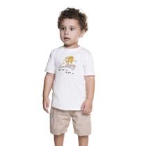 Conjunto Meninos Camiseta Off-White Bicho Preguiça e Bermuda Sarja Have Fun Tamanho:2 anos