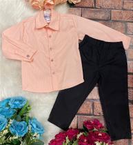 Conjunto Meninos Kanga Social Samuel Salmão com Calça Preta Conjunto Meninos Kanga Social Samuel Salmão com Calça Preta