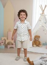 Conjunto Meninos Lucas Banana Club - Shorts de Linho e Camisa Off
