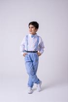 Conjunto Meninos Miss Cherry Leo Suspensorio Azul Serenity - Elegância e Conforto