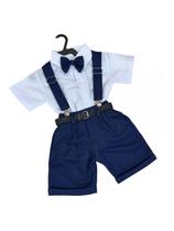 Conjunto Meninos Social Shorts Ravi Azul Marinho Miss Cherry