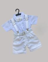 Conjunto Meninos Social Shorts Ravi Branco Miss Cherry Pajem Batizado