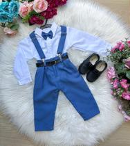 Conjunto Meninos Suspensorio Azul - Elegante e Confortável