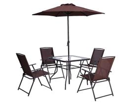 Conjunto Menorca Mesa 4 Cadeiras Ombrelone Guarda Sol Varanda Jardim