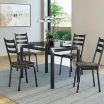 Conjunto Mesa 107x73cm Malva com 4 Cadeiras New Preto Floral Dourado/Preto Conjunto Mesa 107x73cm Malva com 4 Cadeiras New Preto Floral Dourado/Preto