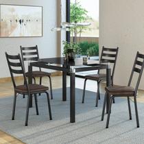 Conjunto Mesa 107x73cm Malva Madeira com 4 Cadeiras New Preto/Imbuia