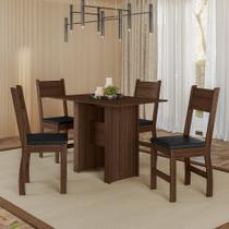 Conjunto Mesa 108x67,5cm 4 Cadeiras Milano Marrom/Amêndoa/Preto