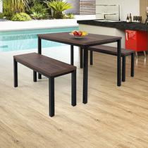 Conjunto Mesa 110x72cm 2 Bancos Mega