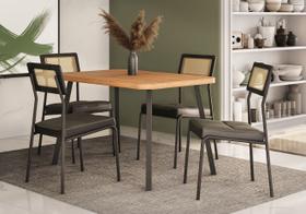 Conjunto Mesa 1,20 Carraro Stellar Nogal-Preto Com 4 Cadeiras Lux Grafite / Preto Conjunto Mesa 1,20 Carraro Stellar Nogal-Preto Com 4 Cadeiras Lux Grafite / Preto