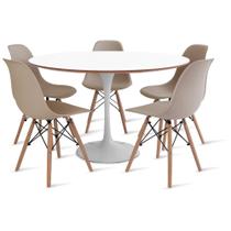 Conjunto Mesa 120cm Branca Saarinen e 5 Cadeiras Eames Fendi