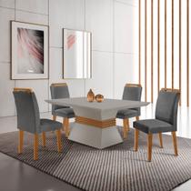 Conjunto Mesa 120cm Canto Reto Clarice e 4 Cadeiras Athenas Conjunto Mesa 120cm Canto Reto Clarice e 4 Cadeiras Athenas