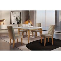 Conjunto Mesa 120cm Canto Reto Dublin e 4 Cadeiras Irlanda Marrom/Turim 07/Off White/Imbuia Conjunto Mesa 120cm Canto Reto Dublin e 4 Cadeiras Irlanda Marrom/Turim 07/Off White/Imbuia