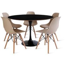 Conjunto Mesa 120cm Preta Saarinen e 5 Cadeiras Eames Fendi