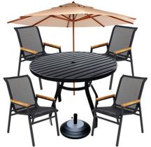 Conjunto Mesa 1,20m Cadeira Piscina Jardim + Guarda Sol Resistente Maresia Conjunto Mesa 1,20m Cadeira Piscina Jardim + Guarda Sol Resistente Maresia