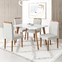 Conjunto Mesa 120x80 com 4 Cadeiras Fortaleza Uno Off White/Mel/Marfim