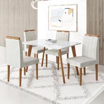 Conjunto Mesa 120x80 com 4 Cadeiras Fortaleza Uno Off White/Mel/Marfim