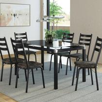 Conjunto Mesa 140cm com 6 Cadeiras New Malva Preto