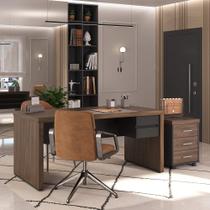 Conjunto Mesa 1600, Gaveteiro e Módulo De Gavetas Cor Charuto com Preto