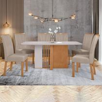 Conjunto Mesa 160cm Astrid com Vidro e 6 Cadeiras Apogeu