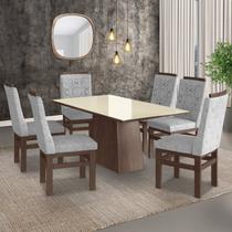 Conjunto Mesa 160x82cm e 6 Cadeiras Madeira Maciça