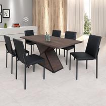 Conjunto Mesa 160x90cm Tampo BP 6 Cadeiras Dubai Ciplafe