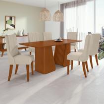 Conjunto Mesa 170cm Luxor Tampo Mdf no Glass e 6 Cadeiras Celina