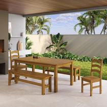 Conjunto Mesa 180cm 2 Cadeiras e 2 Bancos Área Gourmet Madeira Maciça Ventimiglia Yescasa Conjunto Mesa 180cm 2 Cadeiras e 2 Bancos Área Gourmet Madeira Maciça Ventimiglia Yescasa