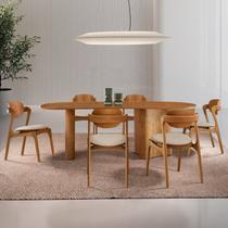 Conjunto Mesa 180cm x 80cm Tampo MDF Canto Copo 6 Cadeiras Celeste Marrom/Off White/Imbuia Conjunto Mesa 180cm x 80cm Tampo MDF Canto Copo 6 Cadeiras Celeste Marrom/Off White/Imbuia