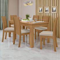 Conjunto Mesa 180x90cm Tampo MDP 6 Cadeiras Athenas Móveis Lopas