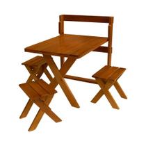 Conjunto Mesa 1m e 3 Banquetas Sem Encosto Madeira Maciça Eucalipto Conjunto Mesa 1m e 3 Banquetas Sem Encosto Madeira Maciça Eucalipto