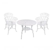 Conjunto Mesa 2 Poltronas Viena Premium Jardim Varanda Sacada Branco